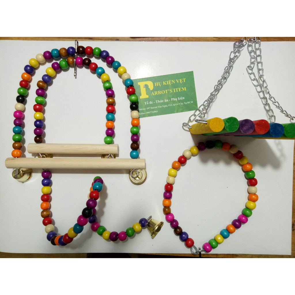 1 BỘ 5 MÓN ĐỒ CHƠI NHIỀU MÀU SẮC (KHÔNG THANG) CHO YẾN PHỤNG VÀ CÁC DÒNG VẸT