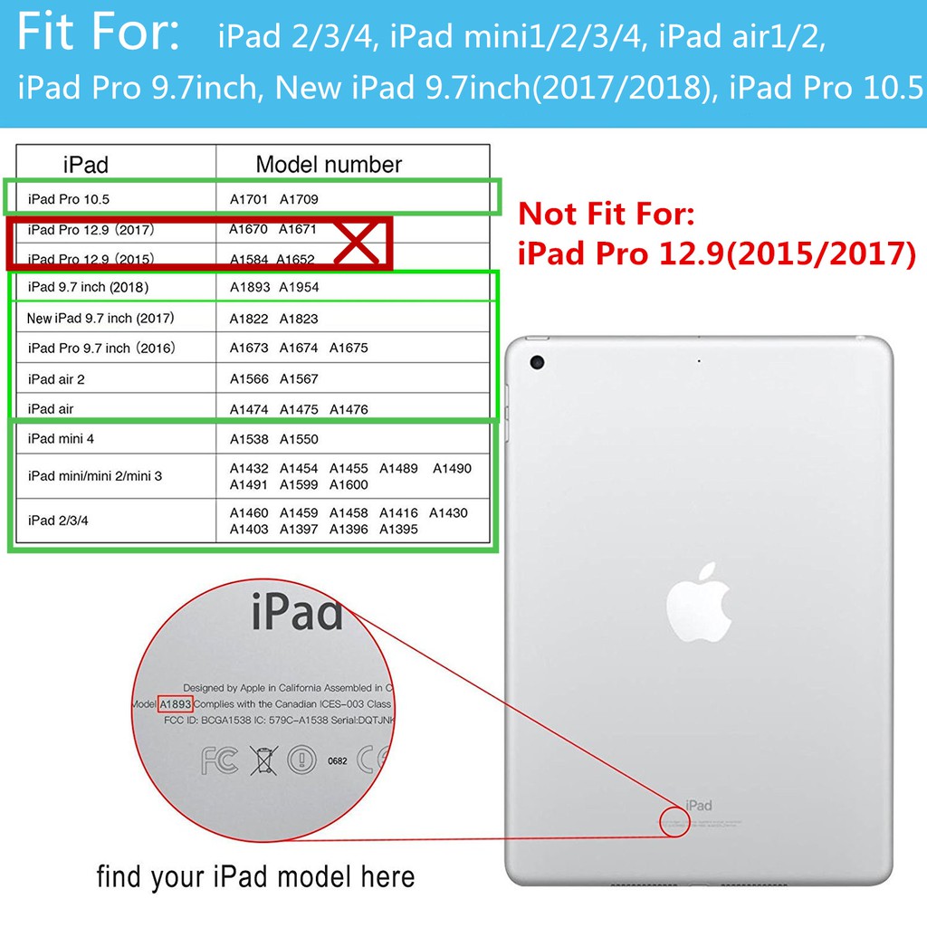 Bao da thông minh cho iPad 2017 2018 iPad 9.7 10.5 | BigBuy360 - bigbuy360.vn