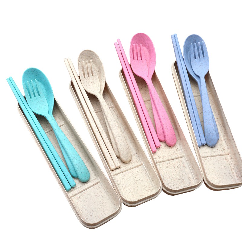 KATELV Set 3 dụng cụ bàn ăn chất liệu sợi lúa mạch thân thiện với môi trường