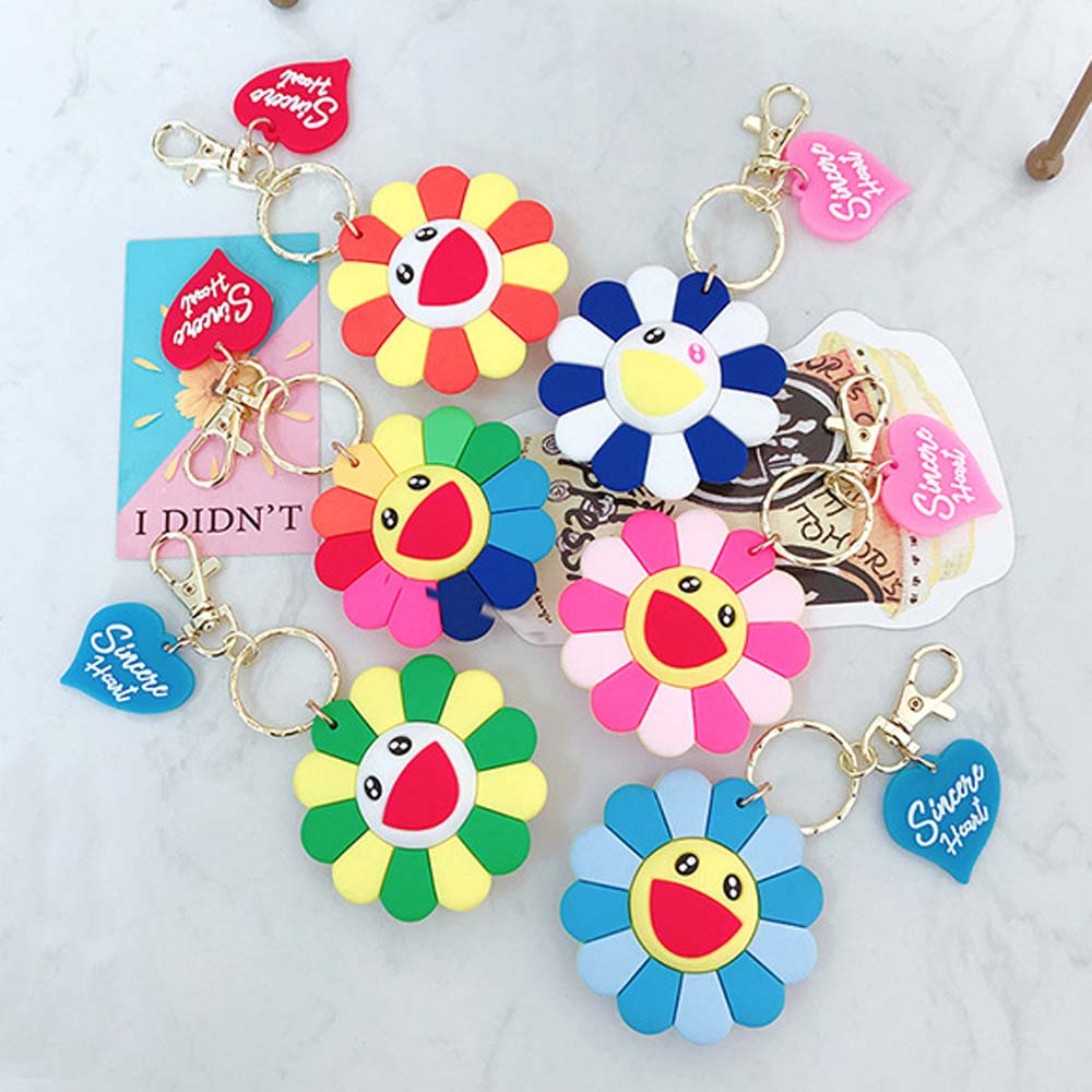 Móc Khóa Hình Hoa Hướng Dương Cười Nhiều Màu Sắc Dễ Thương