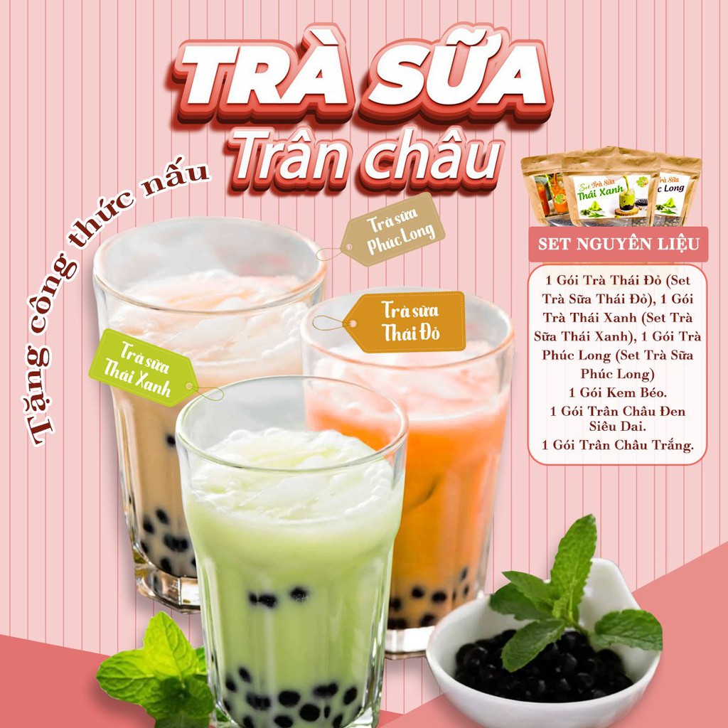 Set nguyên liệu pha trà sữa trân châu (25-30 Ly) - BẾP CHÈ THÁI
