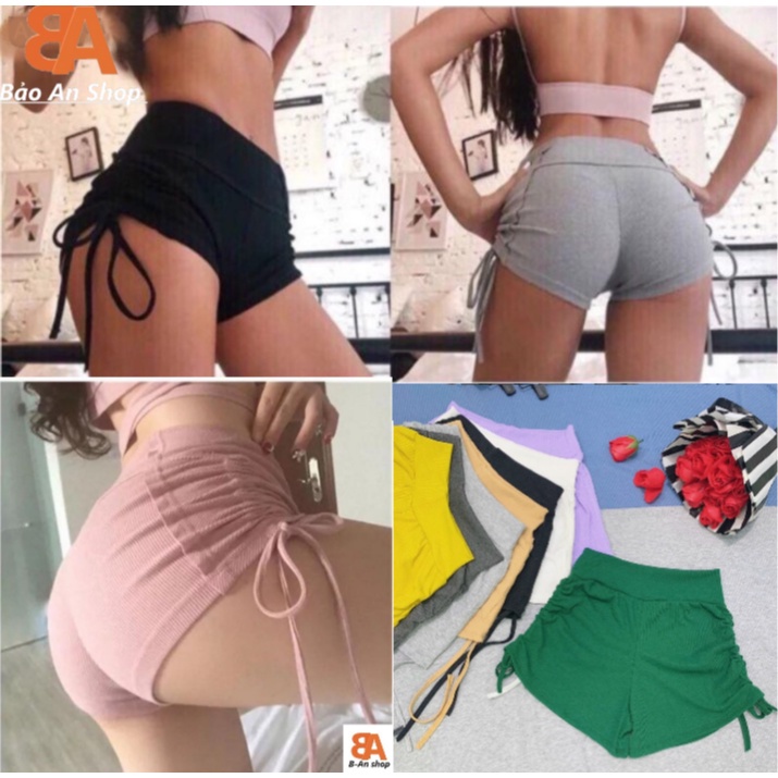 Quần shorts nữ lưng thun rút dây đùi tập gym được HOT