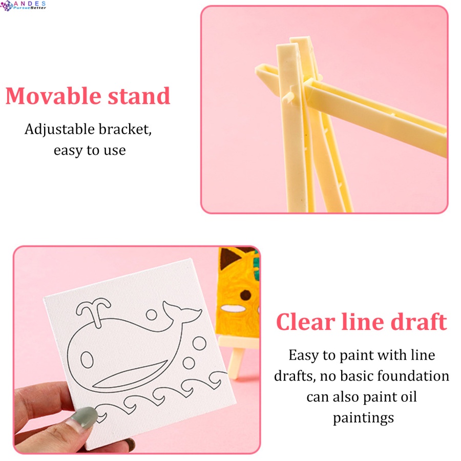 Bảng vẽ tranh sơn dầu mini kiểu hoạt hình sáng tạo kèm giá đỡ cho bé DIY