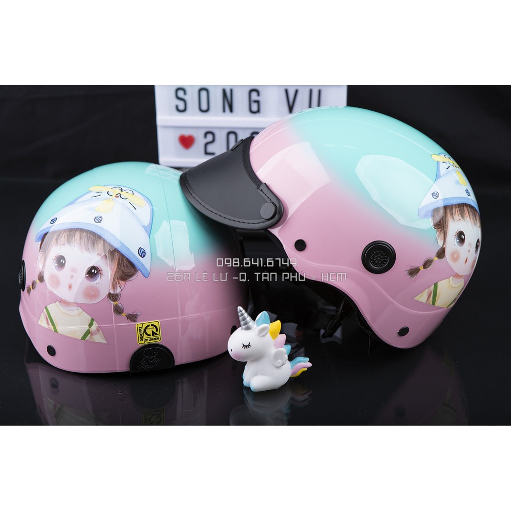 MŨ NÓN BẢO HIỂM NGƯỜI LỚN HÌNH CHIBI- MÀU OMBRE