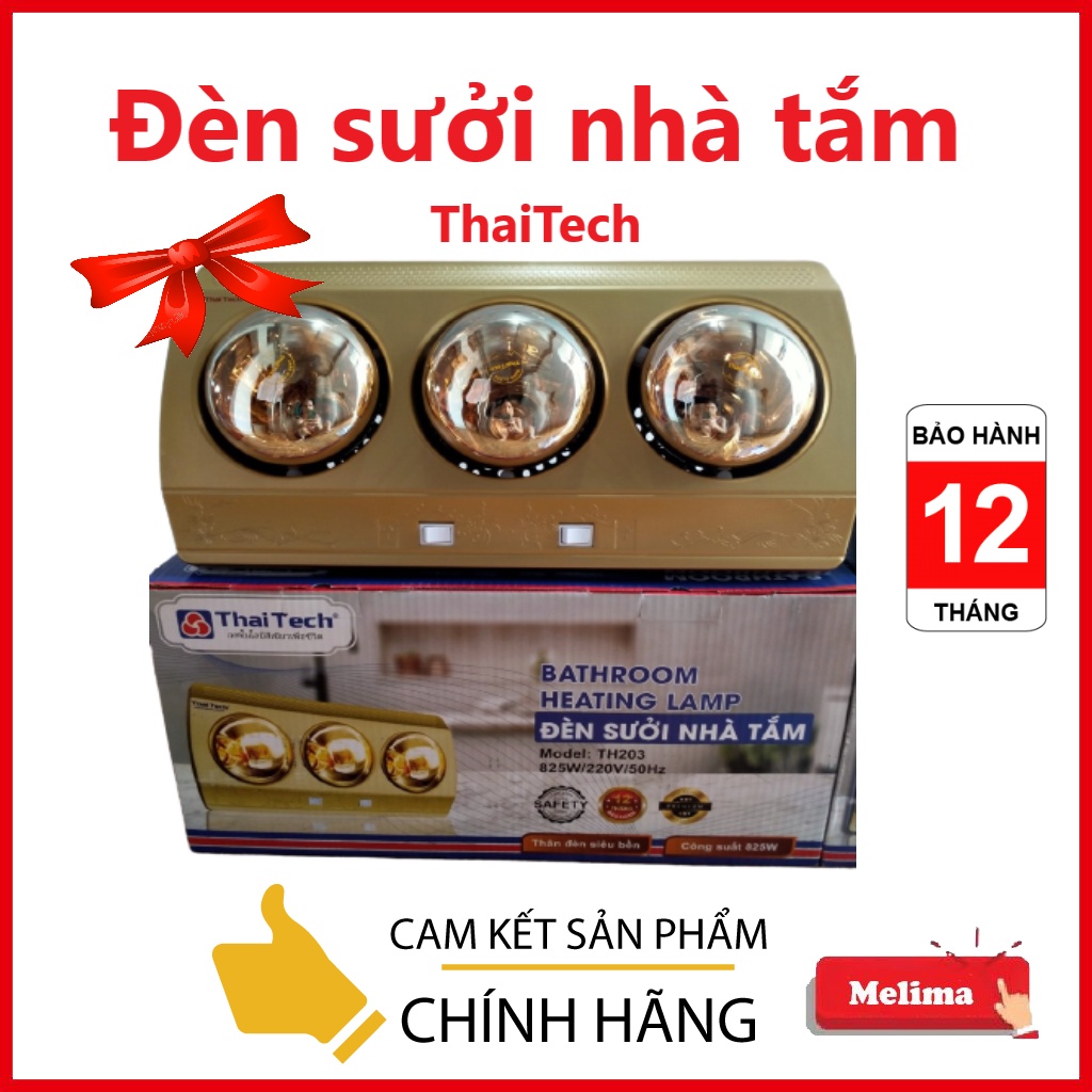 Đèn Sưởi, Đèn sưởi nhà tắm ThaiTech 02 bóng và 03 bóng mã TH202 và TH203, Mạ chống lóa, An toàn khi sử dụng, Melima