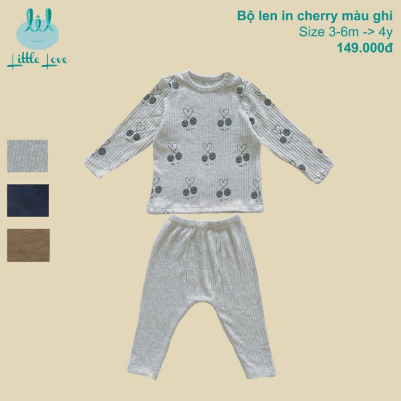 Lil little love -  Bộ dài tay Lil vải len tăm , bộ len mỏng cho bé 5-18kg thời trang trẻ em