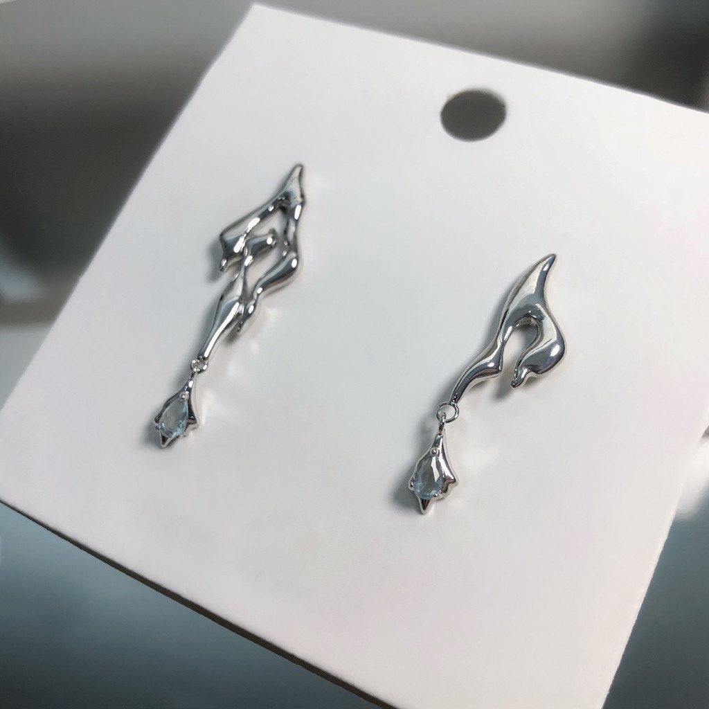 Khuyên Tai Bất Đối Xứng Đính Đá zircon Thời Trang