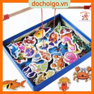 Đồ chơi câu cá gỗ 32 chi tiết, câu cá loại to, đồ chơi gỗ phát triển trí tuệ dochoigo.vn