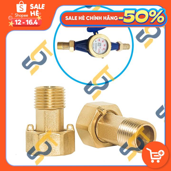 [HÀNG NHẬP KHẨU] Bộ hai rắc co DN 15 kết đồng hồ nước tặng gioăng chống rò rỉ nước  - Đồng đúc khuôn dập nóng LOẠI 1