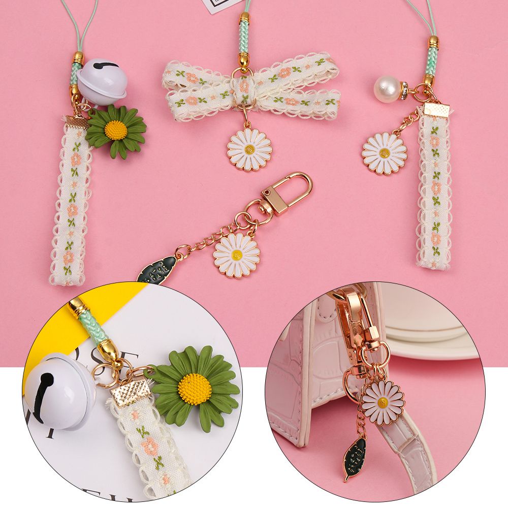 Móc Khóa Hình Hoa Cúc Phối Ren Xinh Xắn Thời Trang