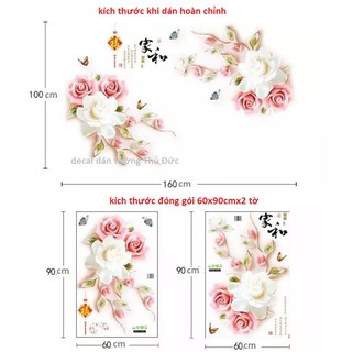 decal dán tường hoa hồng