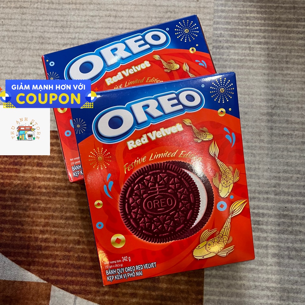 Hộp Bánh quy Oreo Red Velvet vị phô mai 342g Kinhdo phiên bản giới hạn Tết 2022 quà biếu tết