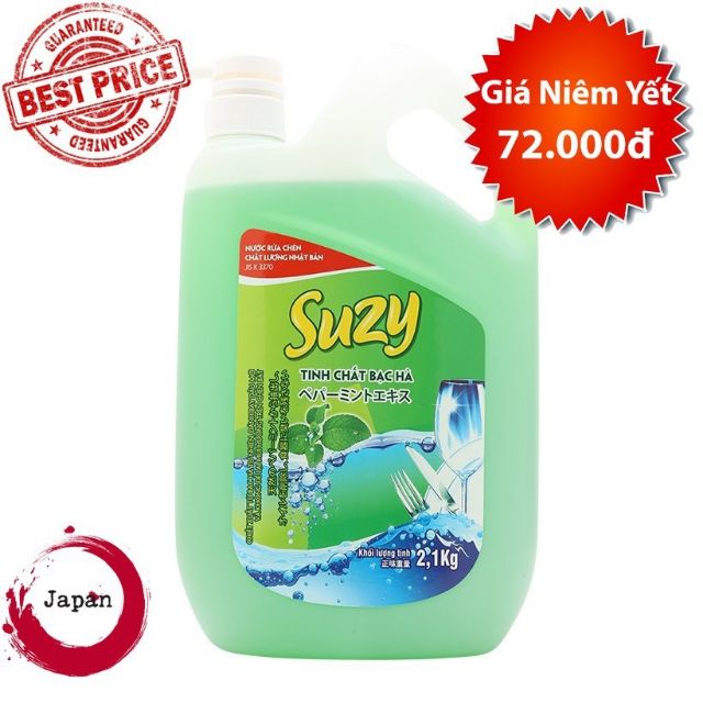 Nước Rửa Chén Suzy Bạc Hà 2.1L – Sạch Bóng, Thơm Mát & Dịu Tay