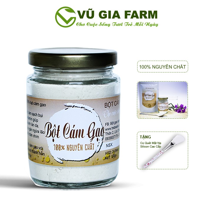 Bột Cám Gạo Nguyên Chất Vũ Gia (100g/hũ) - Tặng Cọ Quét Silicon