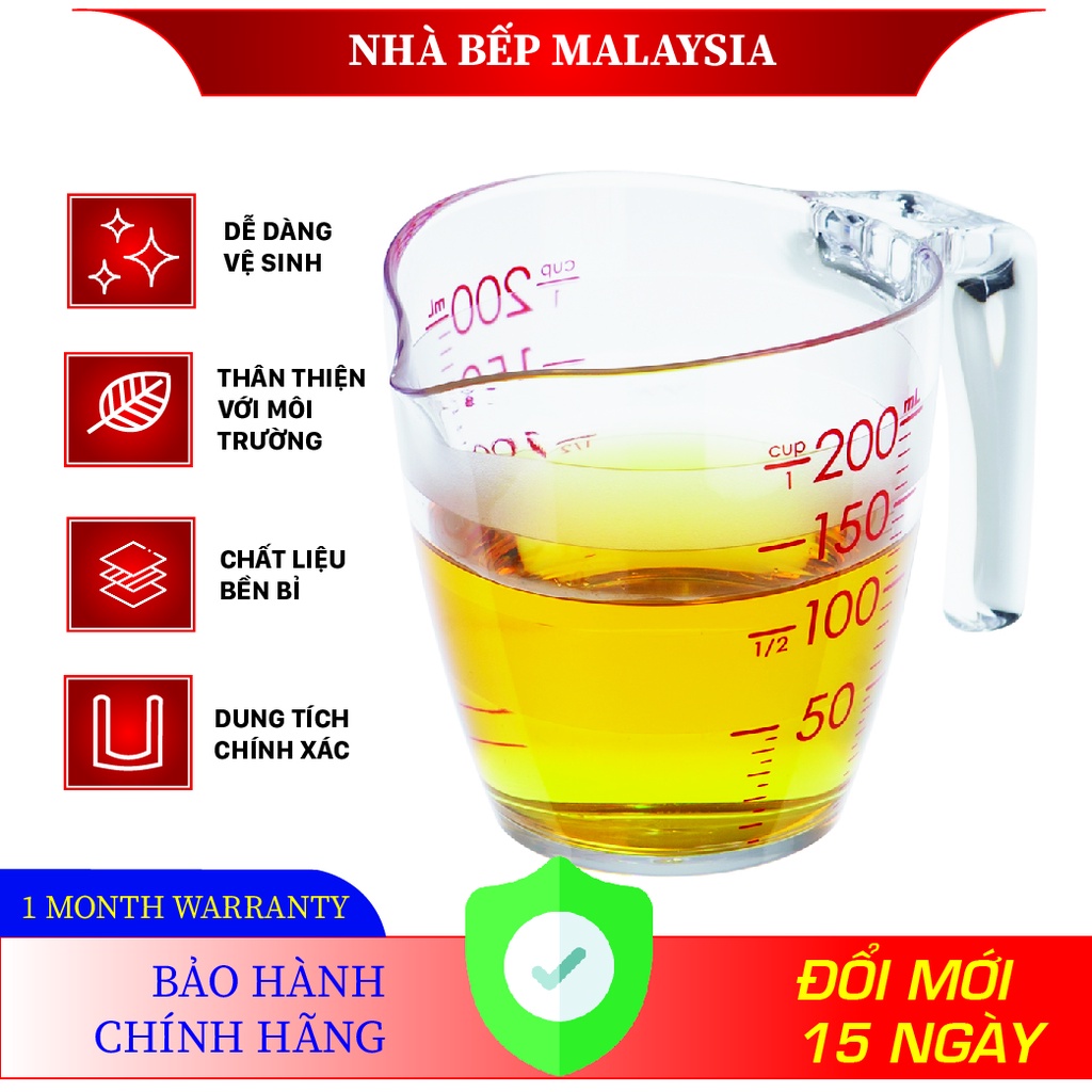 Ca Đong Định Lượng Có Vạch Chia INOCHI YOKO 200ml Đong Chất Lỏng, Dầu Ăn, Sữa