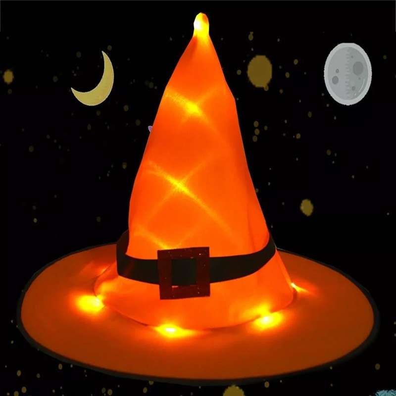 Mũ Phù Thủy Phát Sáng Đa Năng Trang Trí Tiệc Halloween Cho Bé