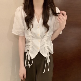 Áo sơ mi rút hai bên chất thô xước nhẹ mát