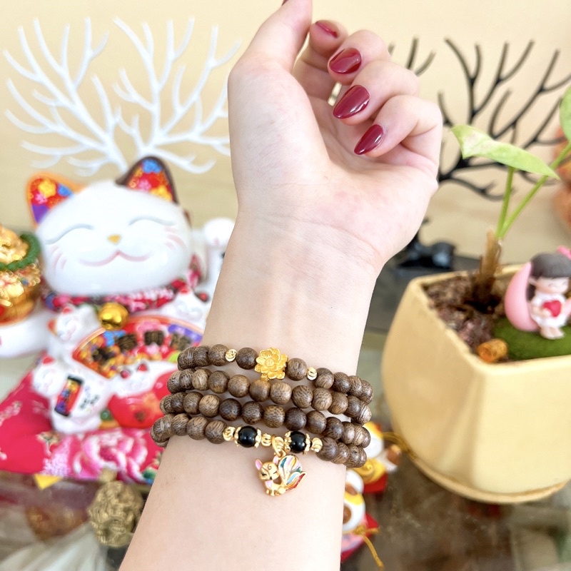 Vòng trầm 108 hạt mix Hồ Ly May mắn đủ 5 Màu cho 5 Mệnh 🥰 Tặng kèm hộp gấm