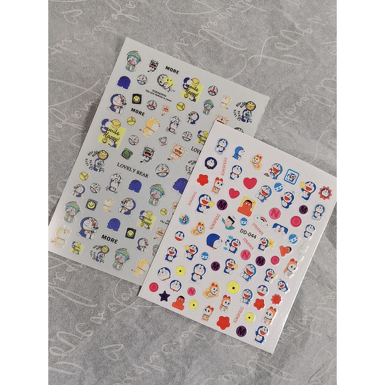 Miếng Dán Trang Trí Móng Tay Hình Doraemon 3D Dễ Thương