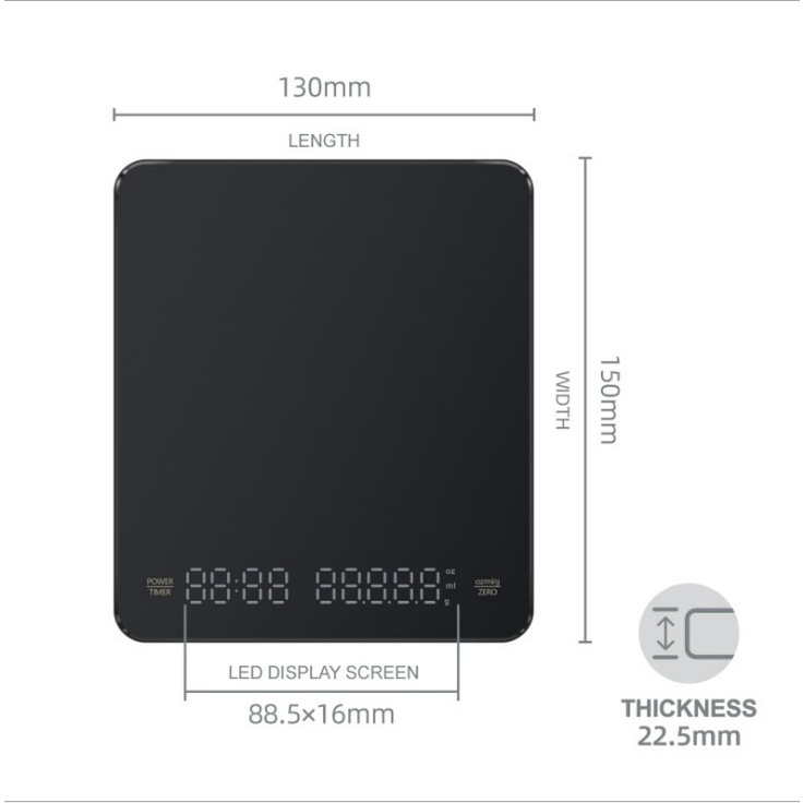 Cân dùng trong pha chế có đếm giờ, sạc usb type C