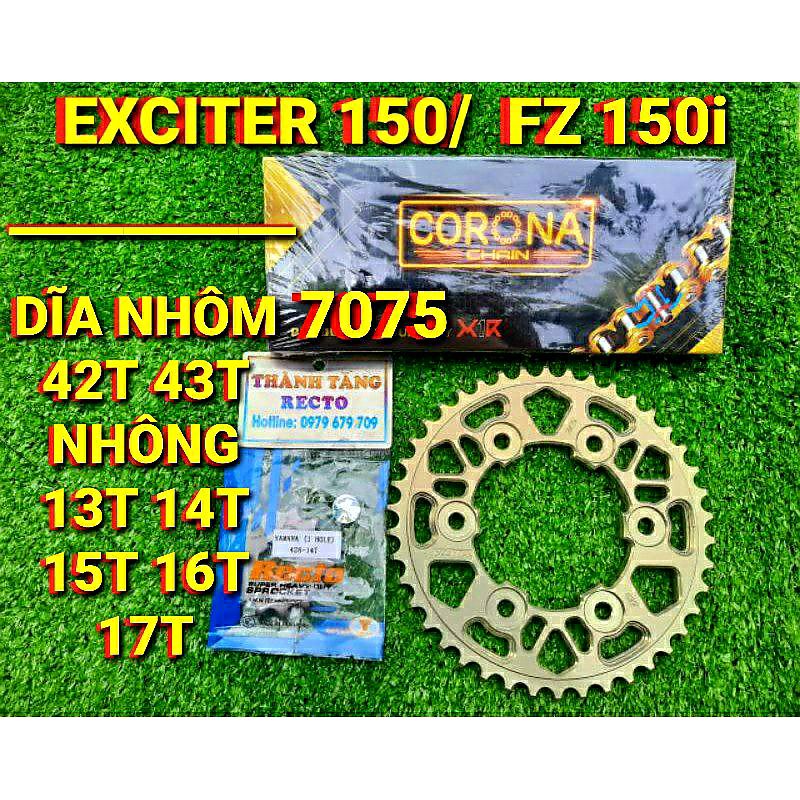 NHÔNG SÊN DĨA PHỐT 10LY X1R DĨA NHÔM 7075 42T 43T EXCITER 150/FZ150i SIÊU CỨNG NHÔNG 13T 14T 15T 16T 17T