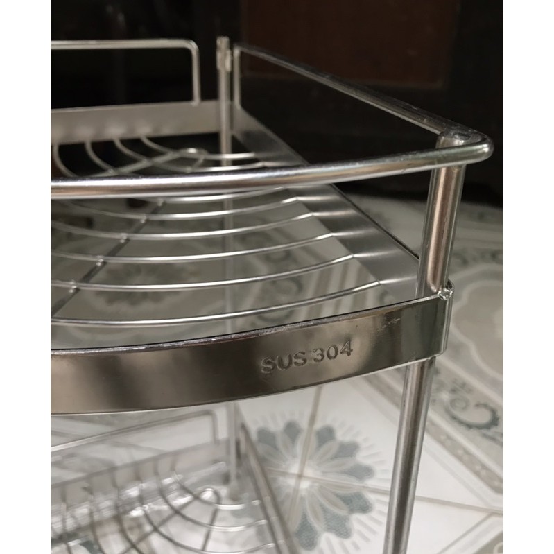 Kệ góc inox nhà tắm 2 tầng inox 304