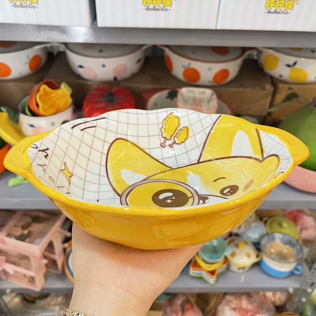Bộ bát đĩa gốm sứ decor siêu đẹp sét bát đĩa hình orgi 14 món siêu kute đáng yêu