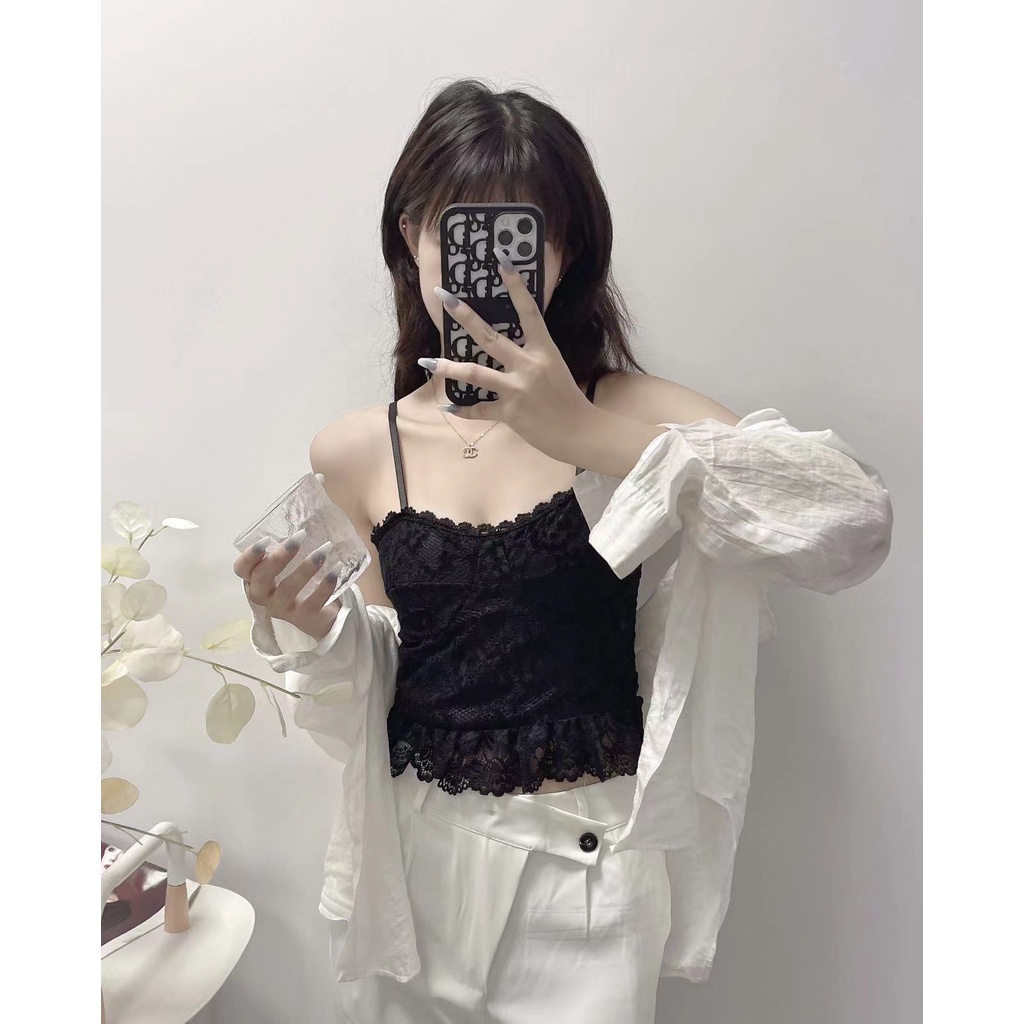 Áo Bra ren 2 Dây Chichi Bra Croptop Viền Ren Hoa Thoáng Mát, Mềm Mịn 9958