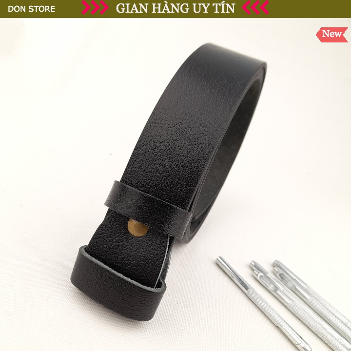 Dây Lưng Da Bò Thật Cho Khóa Kim Cài hoặc Khóa Bấm Lỗ (dây không mặt, 3.5cm &amp; 3.8cm x 120cm - tặng cây đục lỗ)
