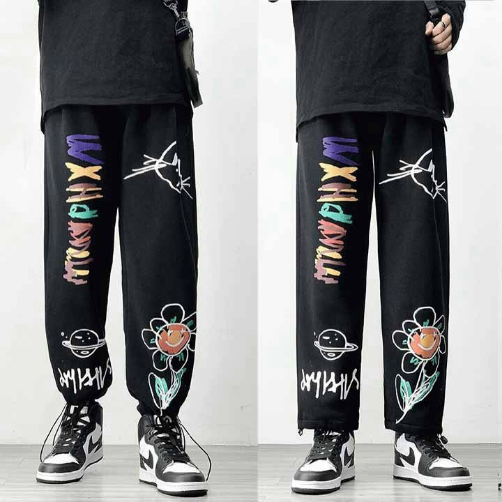 Quần Nỉ Nam Ống Rộng Có Dây Rút Gấu Mặc 2 Kiểu in Zombie Phong Cách Trẻ Trung Hot NEW UNISEX