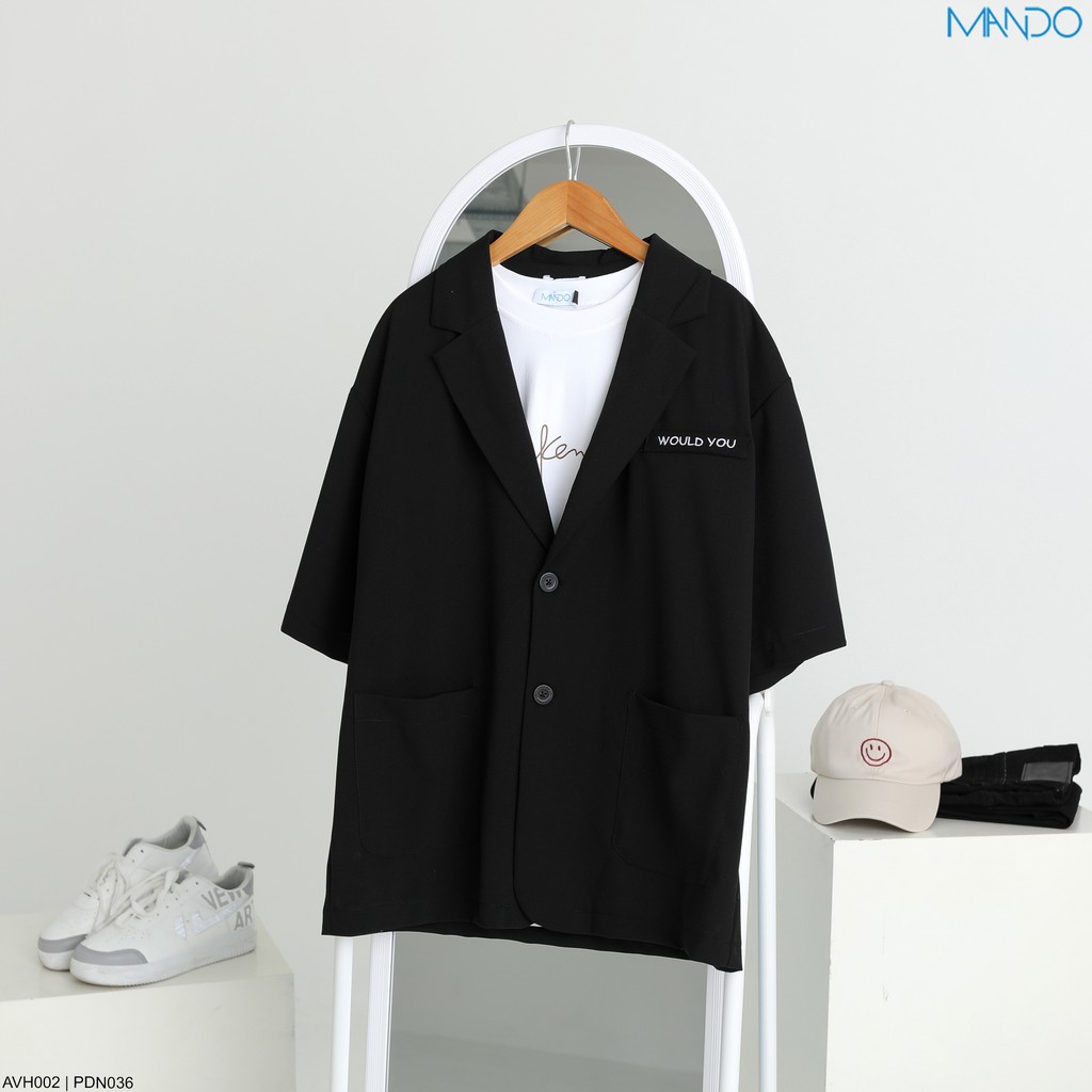 áo nam giảm [HOT] Áo Blazer Tay Lỡ, Form Rộng, Mix Đồ Mùa Hè, Phong Cách Hàn Quốc - Thời Trang Nam MANDO - AVH002