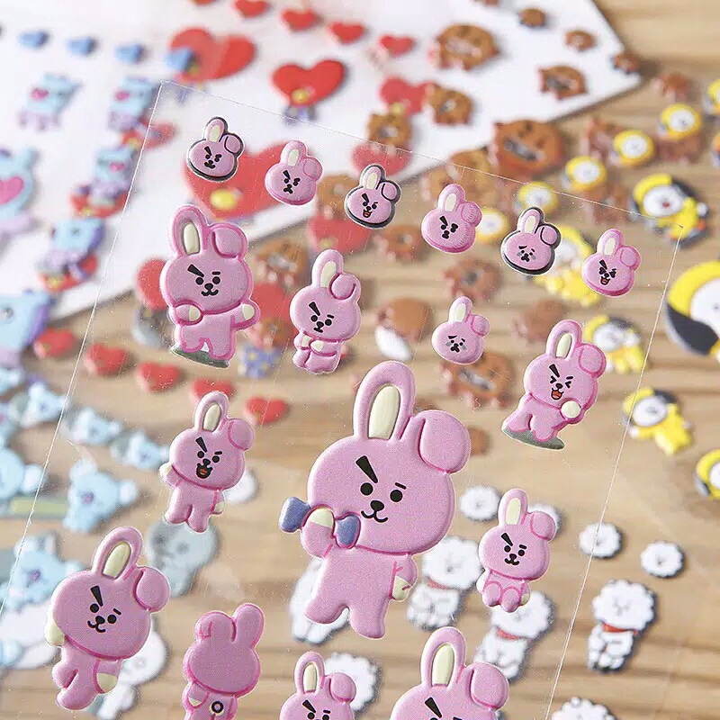 Bts Bt21 Sticker Dán Trang Trí Laptop / Điện Thoại Hình Hoạt Hình 3d Xinh Xắn