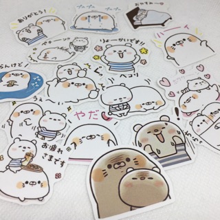 Sticker decal giấy hải cẩu và gấu cute dán trang trí scrapbook, planner,.. size 3-5cm