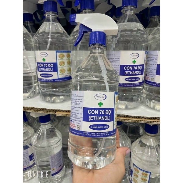 Cồn y tế 70 độ (Ethanol) - Chai xịt 1 Lít - Dung dịch sát khuẩn, khử trùng
