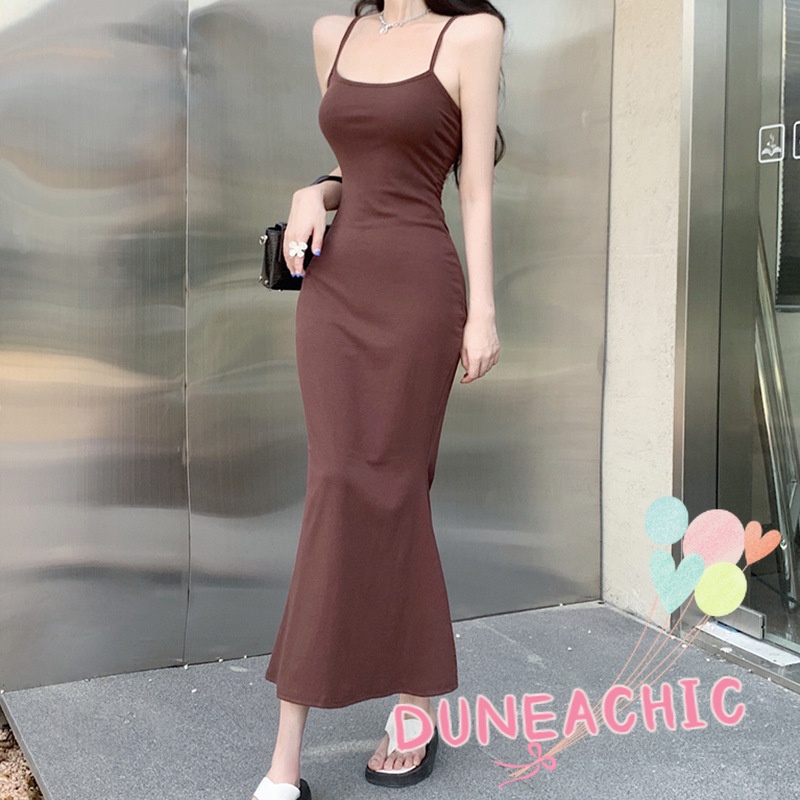 DUNEA Đầm Đuôi Cá Màu Sắc Đơn Giản Quyến Rũ Cho Nữ