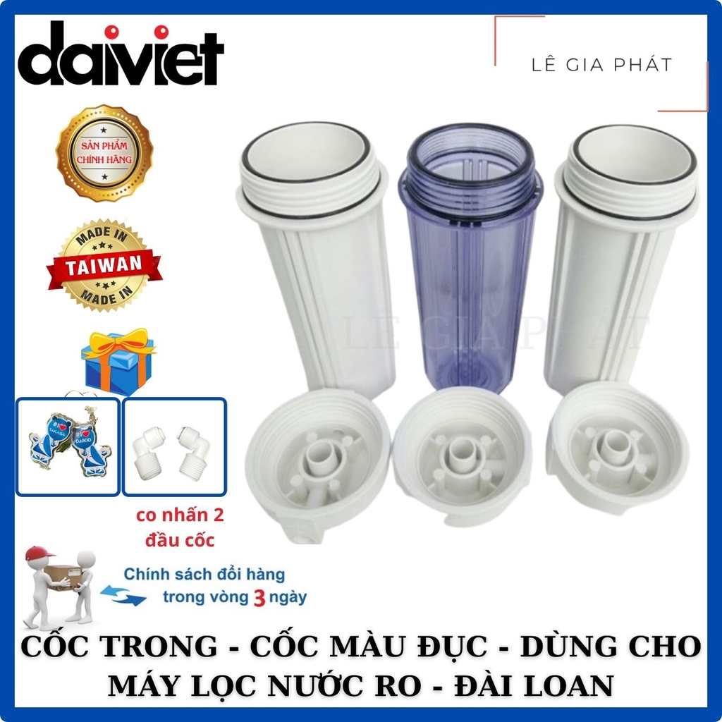 [Nhập Khẩu Đài Loan] Cốc Lọc Nước Thô Trong - Màu 10inch, Máy RO, Ren Ngoài 13 - Chính Hãng Đại Việt