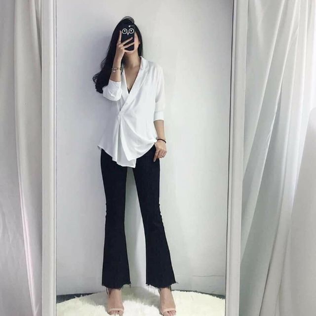 Quần jean giấy loe