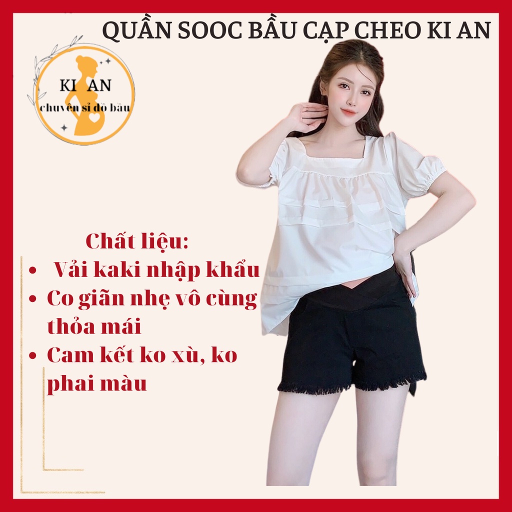 [Giá tận xưởng]Quần sooc bầu cạp chéo vải kaki co giãn❤️quần bầu có chun điều chỉnh❤️đùi bầu size s~2xl❤️QB108