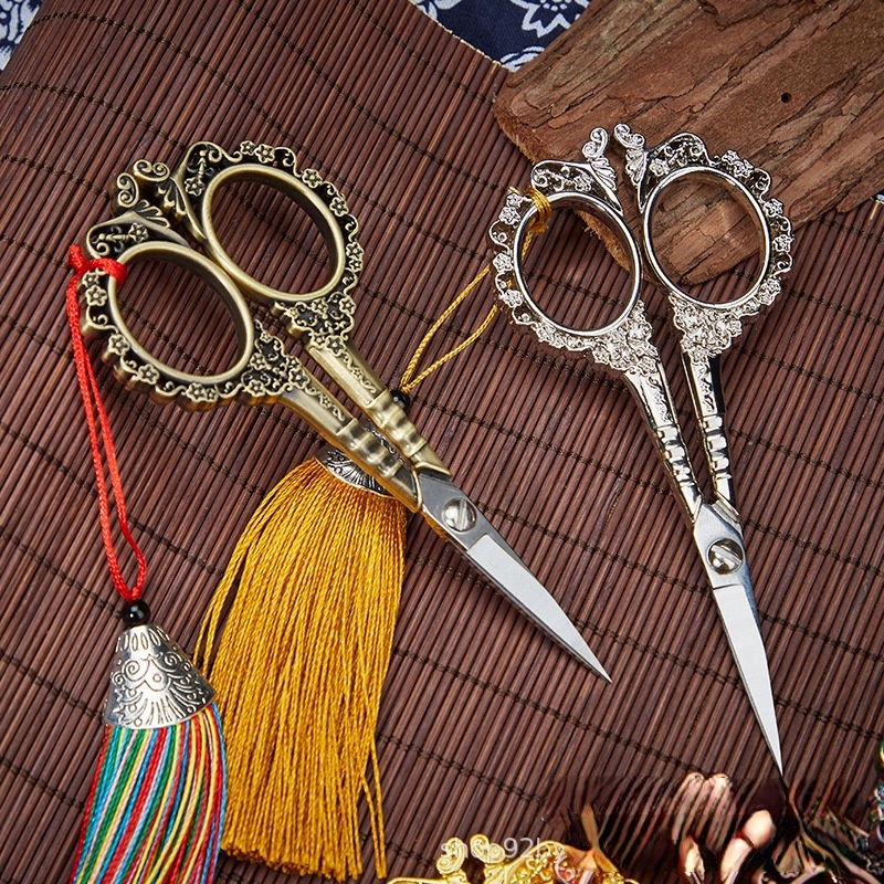 Kéo Cắt Làm Đồ Thủ Công Họa Tiết Hoa Mận Phong Cách Vintage Thời Trung Cổ