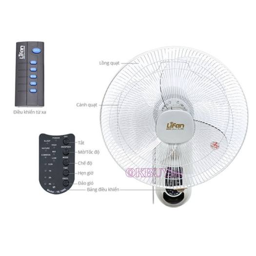 QUẠT TREO TƯỜNG LIFAN TE-1689 có remote  ( hàng chính hãng, mới 100%) bảo hành 12 tháng chuyển hướng gió lên xuống