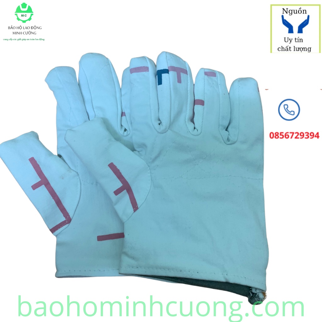 Găng tay vải bạt trắng, kaki siêu dày dặn, chịu lực ma sát, va đập