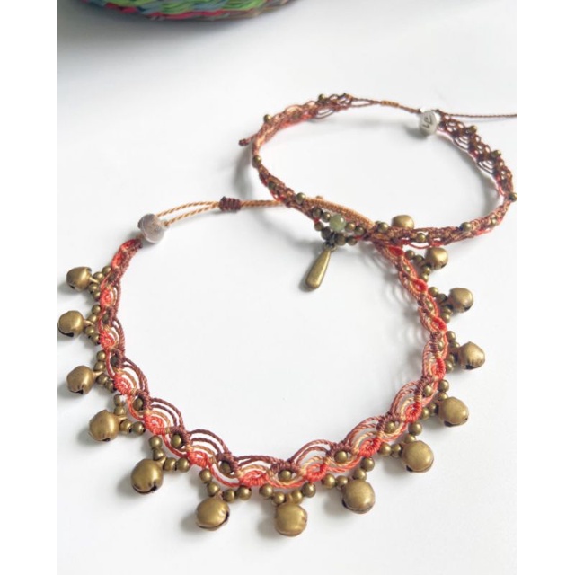 Vòng chân Macrame with bells tone Đất