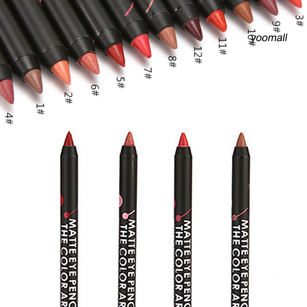 [Hàng mới về] Chì Kẻ Môi 12 Màu Tùy Chọn Chống Nước Lâu Trôi Trang Điểm Thời Trang