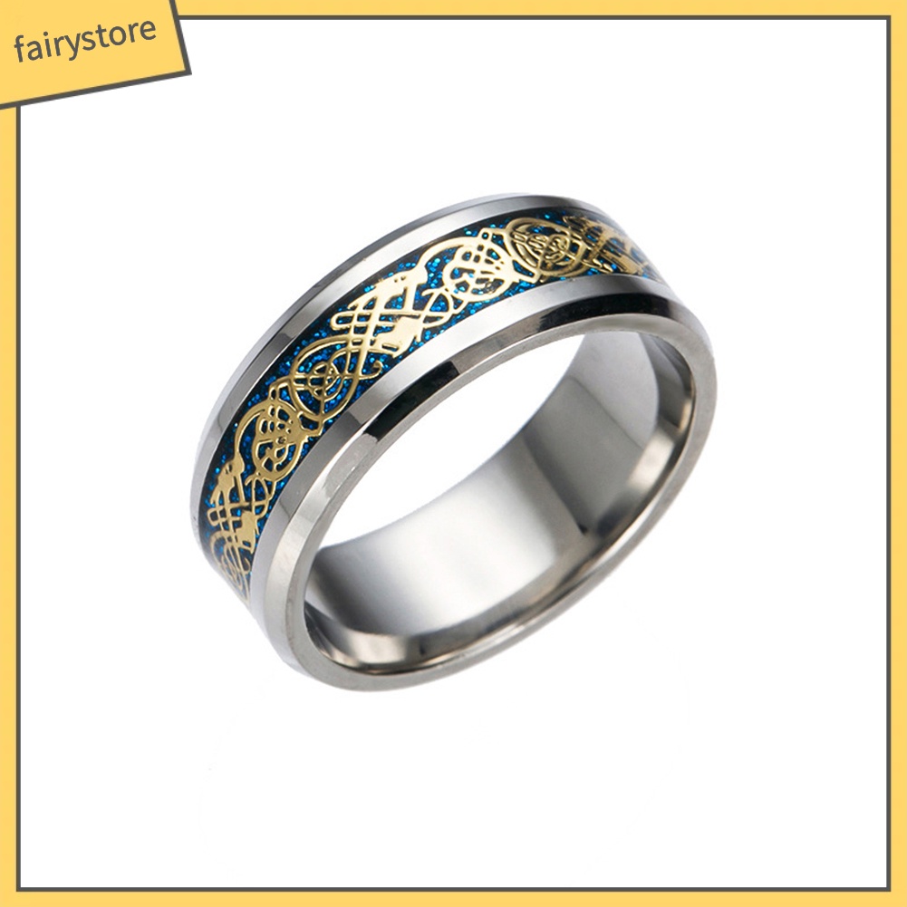 Nhẫn thép titan chặm khắc họa tiết phong cách Châu Âu dành cho nam
