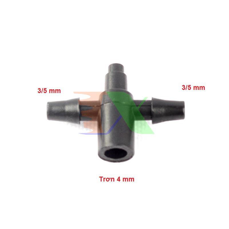 Tê chia 3 CHIA2.35, 1 đầu trơn 4 mm, 2 đầu gân 3/5, Bộ chia 2 cho dây PVC PE 3/5 mm