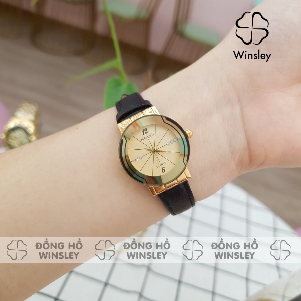 Đồng hồ nữ Halei dây da đen trắng đẹp chống nước tuyệt đối chính hãng Tony Watch 68