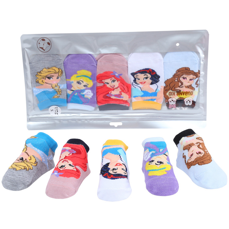 Set 5 Đôi Vớ Cotton Họa Tiết Hoạt Hình Disney Dễ Thương Cho Bé 0-2 Tuổi