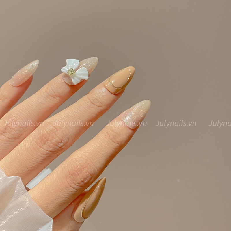 Móng Giả thiết kế mắt mèo đính nơ Hàn Quốc julynails.vn nb102