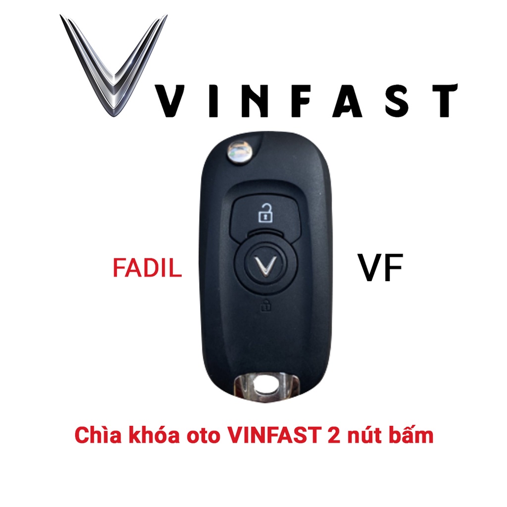 Bao da bọc chìa khóa smartkey ô tô Vinfast Fadil 2 nút bấm khâu tay móc đen VF