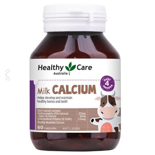 [Cam kết Chuẩn Úc] Canxi sữa Milk Calcium Healthy Care 60 viên, Bé cao lớn vượt trội, đẩy lùi rụng tóc, biếng ăn